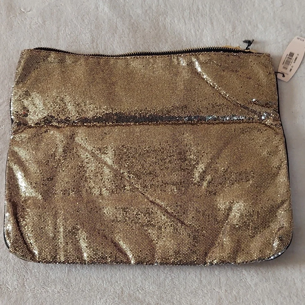 Victoria's Secret Gold Sparkly Fold Over Clutch Accessory Bag - Picture 8 of 8